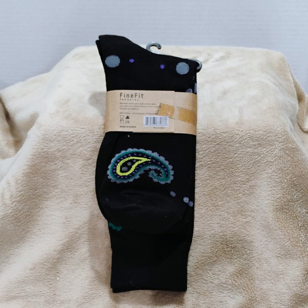 Fine Fit Mens Cotton Paisley Novelty Socks NIP